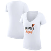 Baltimore Orioles G-III 4Her by Carl Banks Women's Super-Slim Fit Lightweight Team Graphic V-Neck T-Shirt White