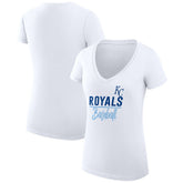 Kansas City Royals G-III 4Her by Carl Banks Women's Super-Slim Fit Lightweight Team Graphic V-Neck T-Shirt White