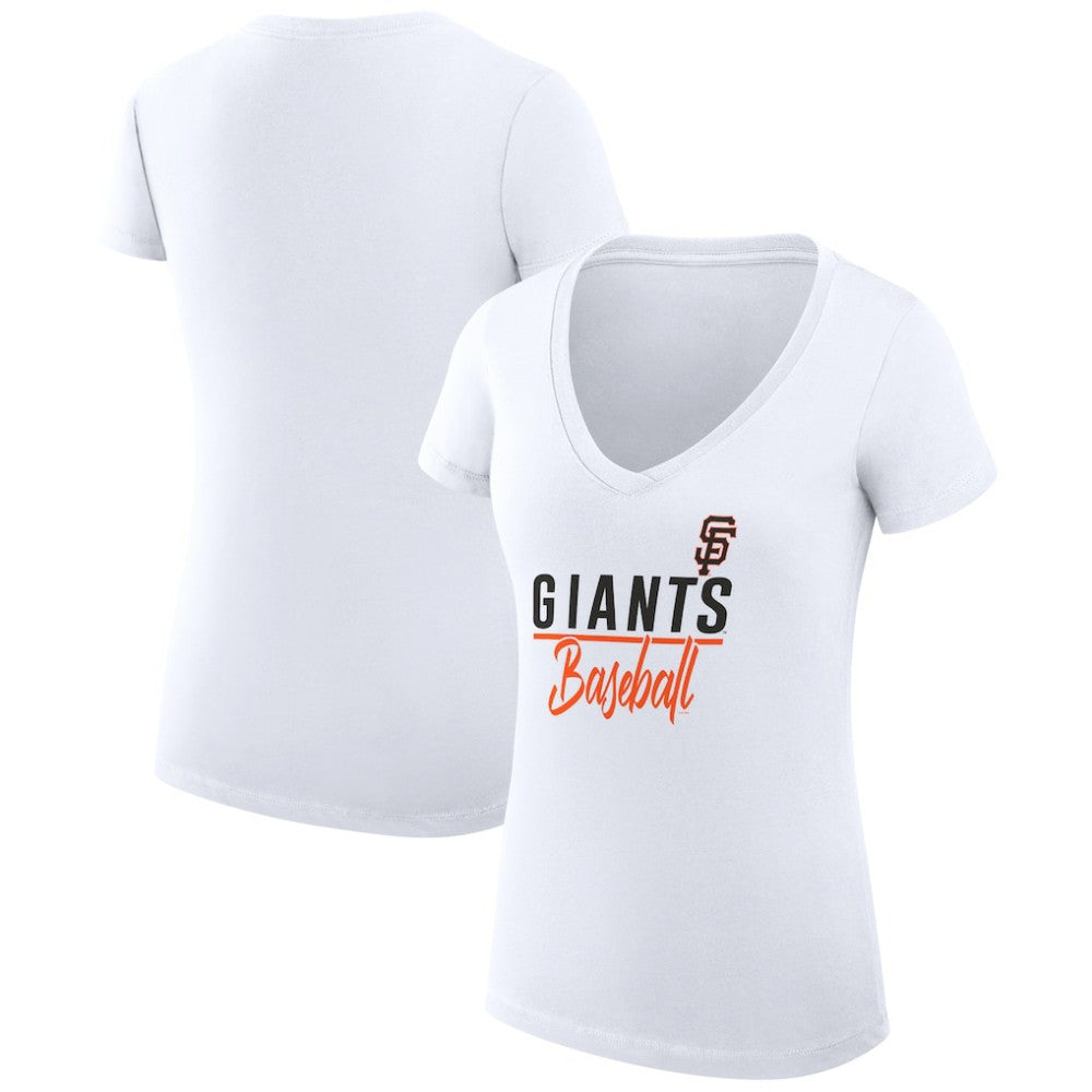 San Francisco Giants G-III 4Her by Carl Banks Women's Super-Slim Fit Lightweight Team Graphic V-Neck T-Shirt White