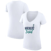 Seattle Mariners G-III 4Her by Carl Banks Women's Super-Slim Fit Lightweight Team Graphic V-Neck T-Shirt White