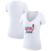 St. Louis Cardinals G-III 4Her by Carl Banks Women's Super-Slim Fit Lightweight Team Graphic V-Neck T-Shirt White