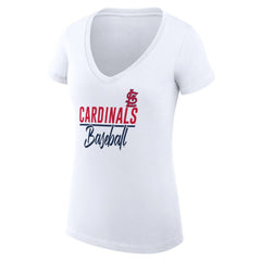 St. Louis Cardinals G-III 4Her by Carl Banks Women's Super-Slim Fit Lightweight Team Graphic V-Neck T-Shirt White