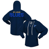 St. Louis Blues Fanatics Women's Jersey Lace-Up V-Neck Long Sleeve Hoodie T-Shirt - Navy T-shirts