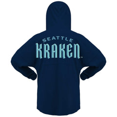 Seattle Kraken Fanatics Women's Jersey Lace-Up V-Neck Long Sleeve Hoodie T-Shirt - Deep Sea Blue T-shirts