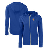 New York Mets Cutter & Buck Women's Daybreak Eco Recycled Full-Zip Hoodie Royal