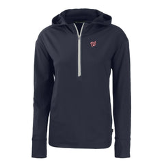Washington Nationals Cutter & Buck Women's Daybreak Eco Recycled Half-Zip Hoodie Navy
