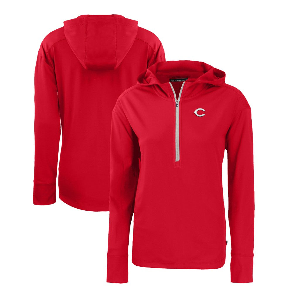 Cincinnati Reds Cutter & Buck Women's Daybreak Eco Recycled Half-Zip Hoodie Red