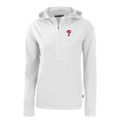 Philadelphia Phillies Cutter & Buck Women's Daybreak Eco Recycled Half-Zip Hoodie White