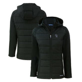 Colorado Rockies Cutter & Buck Women's Evoke Hybrid Eco Softshell Recycled Full-Zip Hoodie Jacket Black