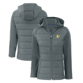 Athletics Cutter & Buck Women's Evoke Hybrid Eco Softshell Recycled Full-Zip Hoodie Jacket Steel