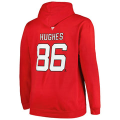 Jack Hughes New Jersey Devils Profile Big & Tall Name & Number Pullover Hoodie - Red Jerseys