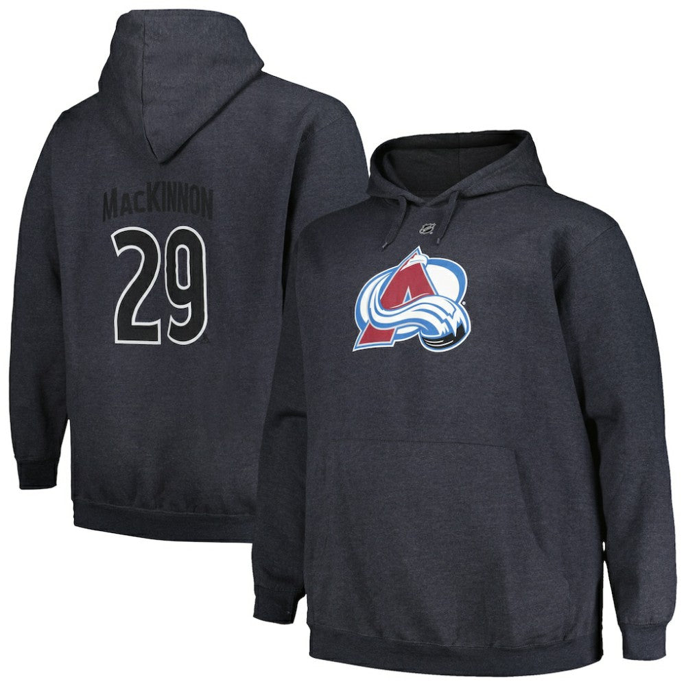 Nathan MacKinnon Colorado Avalanche Profile Big & Tall Name & Number Pullover Hoodie - Charcoal Hoodies