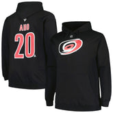 Sebastian Aho Carolina Hurricanes Profile Big & Tall Name & Number Pullover Hoodie - Black Hoodies