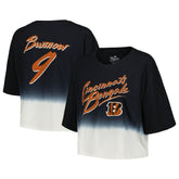 Joe Burrow Cincinnati Bengals Majestic Threads Women's Dip-Dye Player Name & Number Crop Top - Black/White for sale
