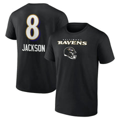 Lamar Jackson Baltimore Ravens Team Wordmark Name & Number T-Shirt - Black discount