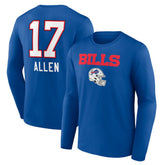 Josh Allen Buffalo Bills Team Wordmark Long Sleeve T-Shirt - Royal cheap