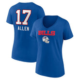 Josh Allen Buffalo Bills Women's Team Wordmark Name & Number V-Neck T-Shirt - Royal on sale