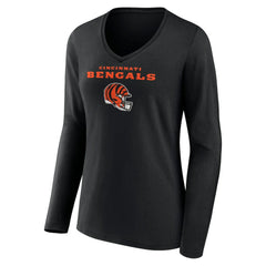 Joe Burrow Cincinnati Bengals Women's Team Wordmark Long Sleeve V-Neck T-Shirt - Black on sale