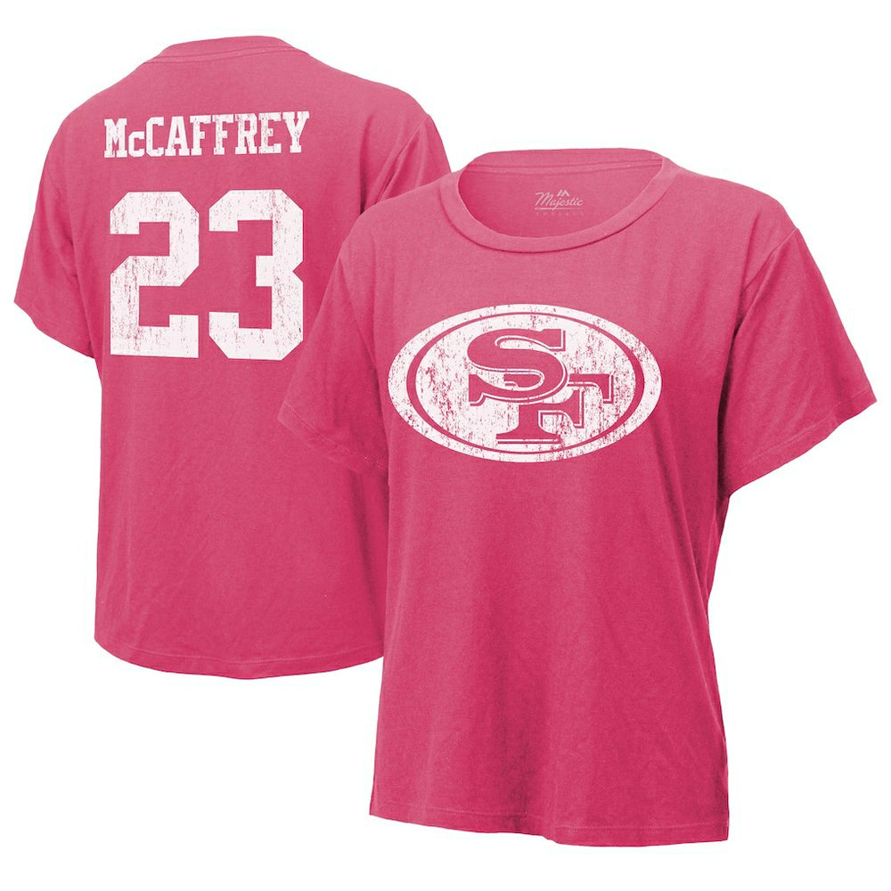 Christian McCaffrey San Francisco 49ers Majestic Threads Women's Name & Number T-Shirt - Pink online