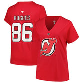 Jack Hughes New Jersey Devils Fanatics Women's Plus Size Name & Number T-Shirt - Red T-shirts