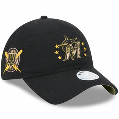Miami Marlins Women's 2024 Armed Forces Day 9TWENTY Adjustable Hat Black