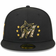 Miami Marlins 2024 Armed Forces Day On-Field 59FIFTY Fitted Hat Black