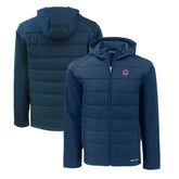 Chicago Cubs Cutter & Buck Big & Tall Evoke Hybrid Eco Softshell Recycled Full-Zip Hoodie Navy