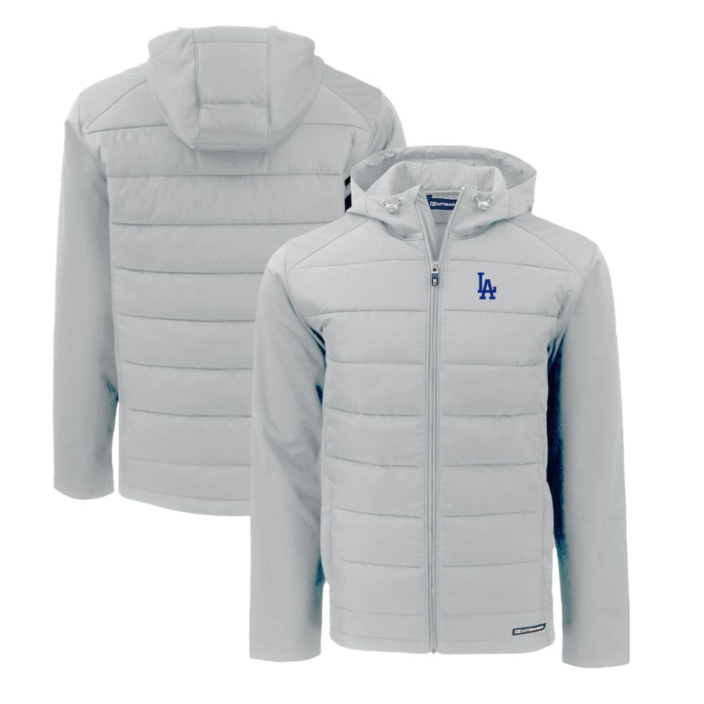 Los Angeles Dodgers Cutter & Buck Evoke Hybrid Eco Softshell Recycled Full-Zip Hoodie Gray