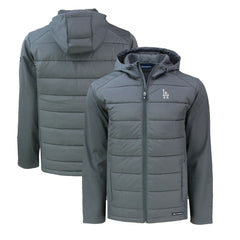 Los Angeles Dodgers Cutter & Buck Evoke Hybrid Eco Softshell Recycled Full-Zip Hoodie Gray
