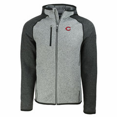 Cincinnati Reds Cutter & Buck Mainsail Full-Zip Hooded Jacket Heather Charcoal/Heather Gray