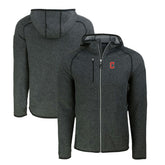 Cleveland Guardians Cutter & Buck Mainsail Full-Zip Hooded Jacket Heather Charcoal