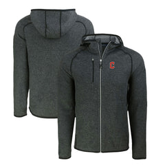 Cleveland Guardians Cutter & Buck Mainsail Full-Zip Hooded Jacket Heather Charcoal