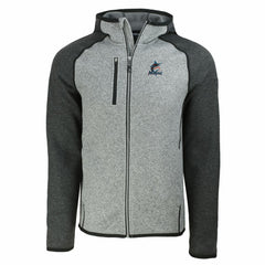 Miami Marlins Cutter & Buck Mainsail Full-Zip Hooded Jacket Heather Charcoal/Heather Gray