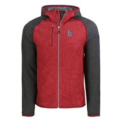 St. Louis Cardinals Cutter & Buck Mainsail Full-Zip Hooded Jacket Heather Charcoal/Red