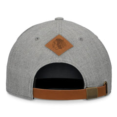 Chicago Blackhawks Fanatics Elements A-Frame Leather Strapback Hat - Heather Gray Hats