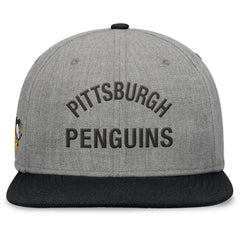 Pittsburgh Penguins Fanatics Elements Flat Brim Leather Strapback Hat - Heather Gray Hats