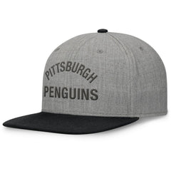 Pittsburgh Penguins Fanatics Elements Flat Brim Leather Strapback Hat - Heather Gray Hats