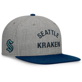 Seattle Kraken Fanatics Elements Flat Brim Leather Strapback Hat - Heather Gray Hats