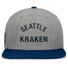 Seattle Kraken Fanatics Elements Flat Brim Leather Strapback Hat - Heather Gray Hats