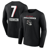 Bijan Robinson Atlanta Falcons Team Wordmark Name & Number Long Sleeve T-Shirt - Black discount