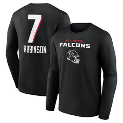 Bijan Robinson Atlanta Falcons Team Wordmark Name & Number Long Sleeve T-Shirt - Black discount