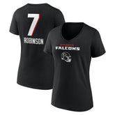 Bijan Robinson Atlanta Falcons Women's Team Wordmark Name & Number V-Neck T-Shirt - Black for sale