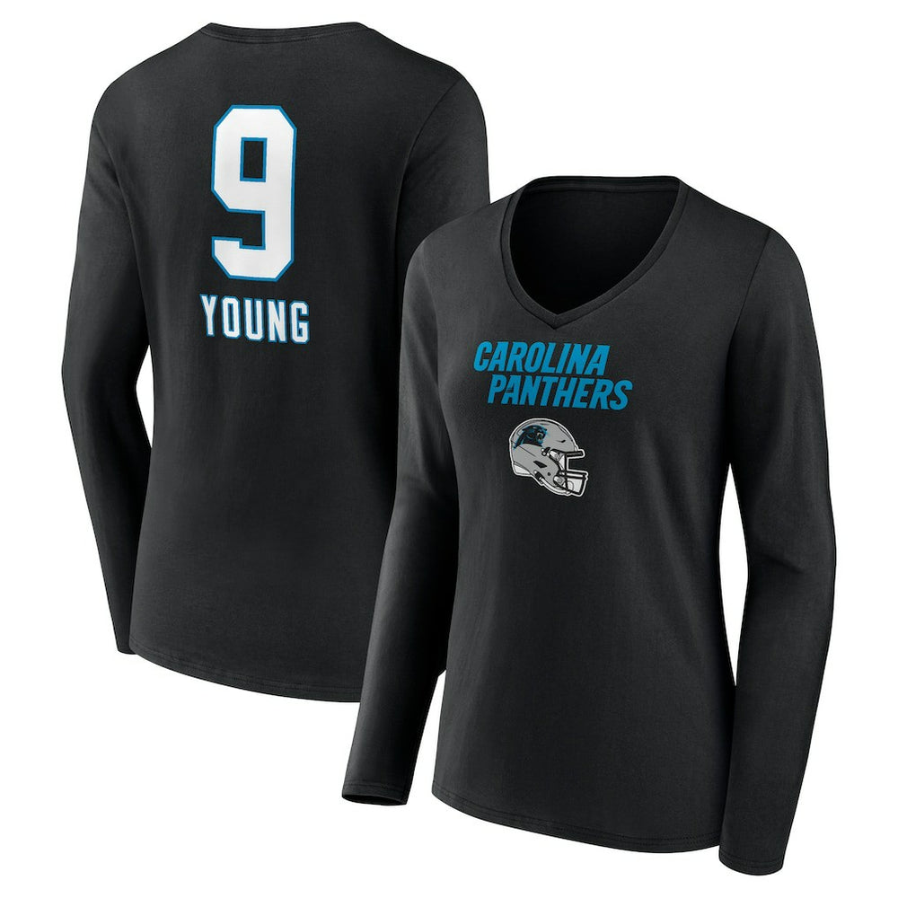 Bryce Young Carolina Panthers Women's Team Wordmark Name & Number Long Sleeve V-Neck T-Shirt - Black discount