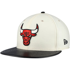 Chicago Bulls Faux Leather Visor Two-Tone 59FIFTY Fitted Hat - Cream/Black discount