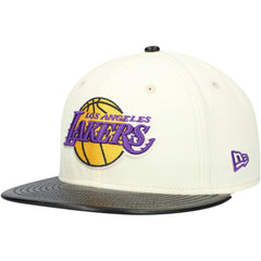 Los Angeles Lakers Faux Leather Visor Two-Tone 59FIFTY Fitted Hat - White/Black on sale