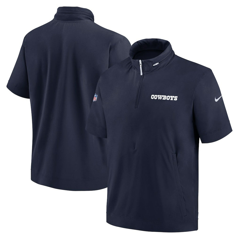 Dallas Cowboys 2024 Sideline Coach Short Sleeve Half-Zip Hoodie Jacket - Navy outlet