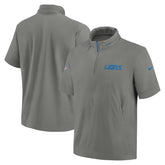 Detroit Lions 2024 Sideline Coach Short Sleeve Half-Zip Hoodie Jacket - Gray cheap