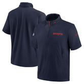 New England Patriots 2024 Sideline Coach Short Sleeve Half-Zip Hoodie Jacket - Navy on sale