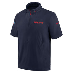 New England Patriots 2024 Sideline Coach Short Sleeve Half-Zip Hoodie Jacket - Navy on sale