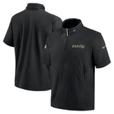 New Orleans Saints 2024 Sideline Coach Short Sleeve Half-Zip Hoodie Jacket - Black discount